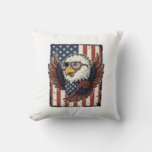 Coussin T-shirt vintage avec lunettes de soleil et aigle p