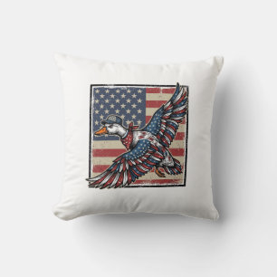 Coussin T-shirt vintage gravure canard volant patriotique