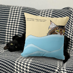 Coussin Tabby Chat Pékin Bleu Drôle