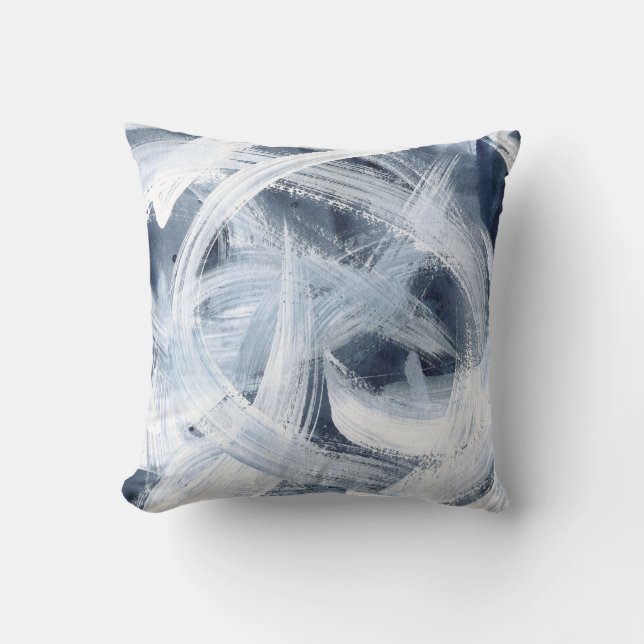 Coussin Tableau Abstrait Moderne Bleu Et Blanc (Recto)