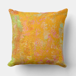 Coussin Tableau Art Abstrait Orange Jaune Rose Rouge Vert