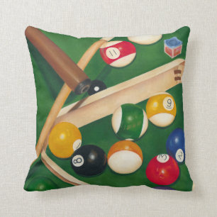Coussin Tableau de billards réaliste avec les boules et l