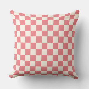 Coussin Tableau de contrôle géométrique Motif rose et blan