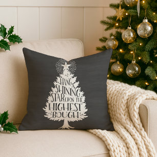Coussin Tableau noir de citation de Noël étoile brillante