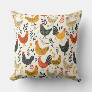 Coussin Tableaux et poulets Illustration simple Imprimer