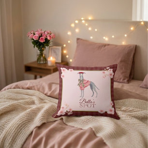 Coussin Tablier à carreaux cerise Chien mignon Lévrier ita