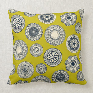 Coussin tache de cirque de mandala chartreuse