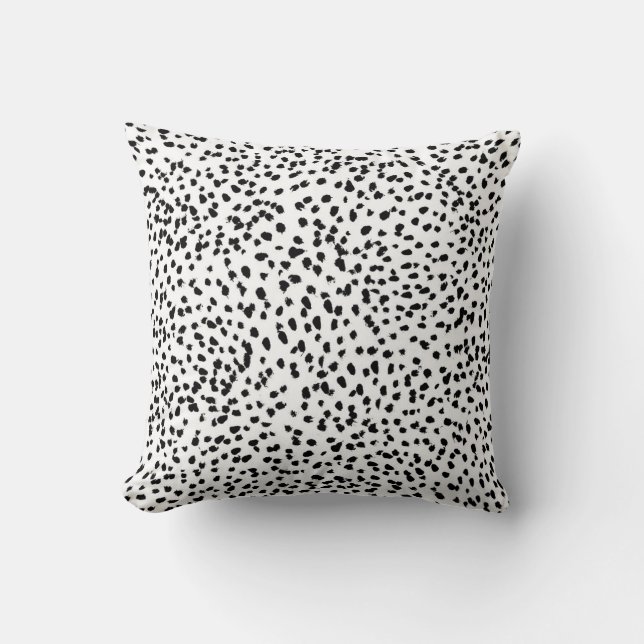 Coussin Taches dalmatiennes peintes en noir et blanc (Recto)