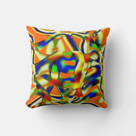 Coussin Taches de couleur sur bandes beiges verdâtres cour