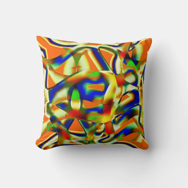 Coussin Taches de couleur sur bandes beiges verdâtres cour (Recto)