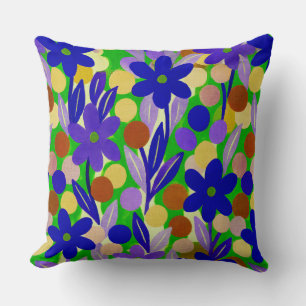 Coussin Taches florales en motif vert kelly