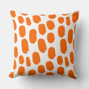 Coussin Taches peintes en gras - Orange sur blanc