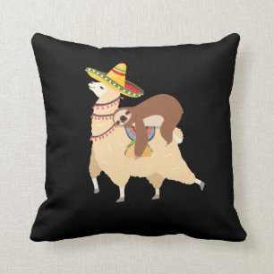 Coussin Taco Aimer Animaux Lazy Sloth Riding Llama