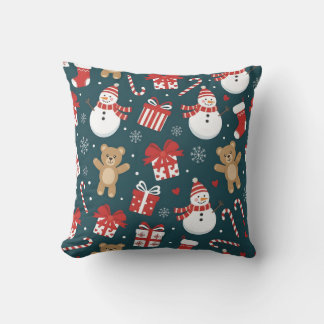 Coussin « Taie d'oreiller à motif de bonhomme de neige et 