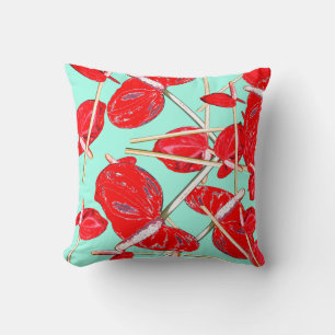 Coussin Taie d'oreiller à motif de fleurs d'anthurium roug