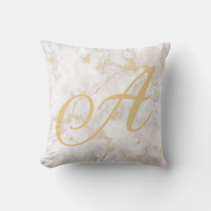Coussin Taie d'oreiller à motif marbre rose or