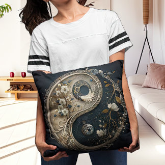 Coussin Taijitu Yin et Yang Contemporain complexe