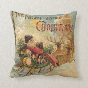 Coussin Taille "La Nuit avant Noël" Santa Traîneau