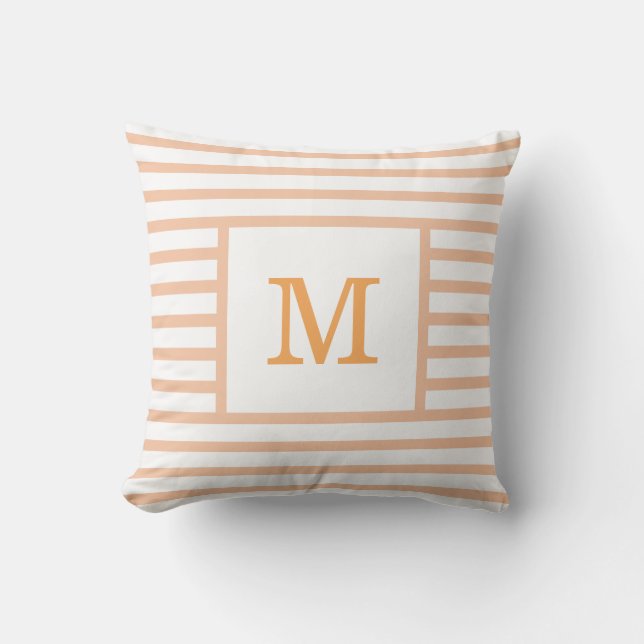 Coussin Tailles beige et blanc Personnalisé Monogramme Cot (Recto)