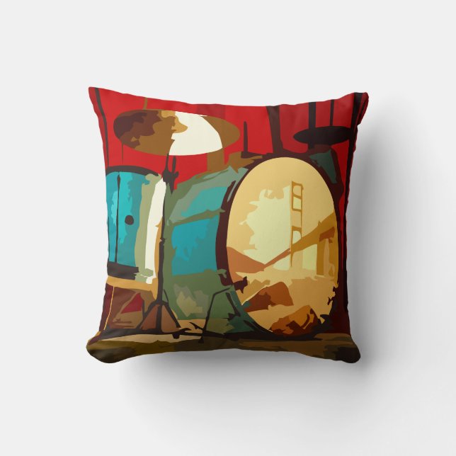 Coussin Tambours colorés de musique (Recto)