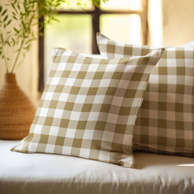 Coussin Tan Buffalo Plaid (Créateur téléchargé)