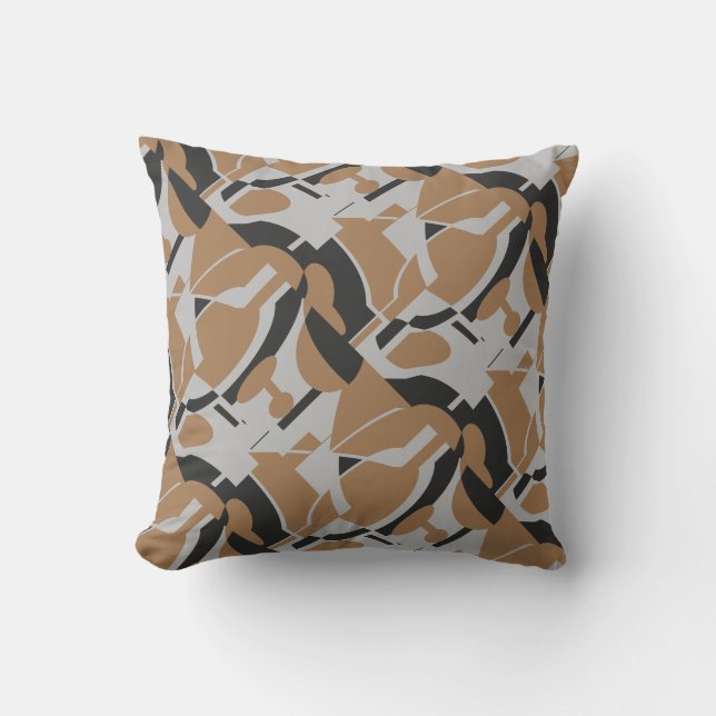 Coussin Tan foncé gris noir Diagonal Art Imprimer (Recto)