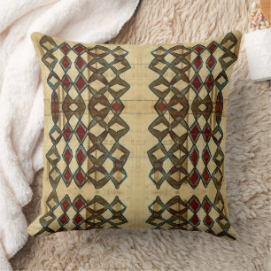 Coussin tan noir rouge Tribal African Boud tissu