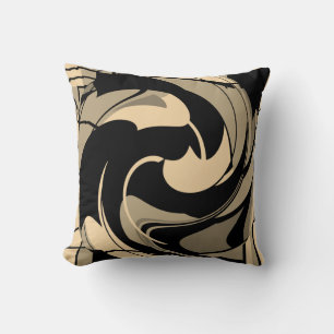 Coussin Tan Noir Taupe Beige Méditerranée Floral Mosaïque