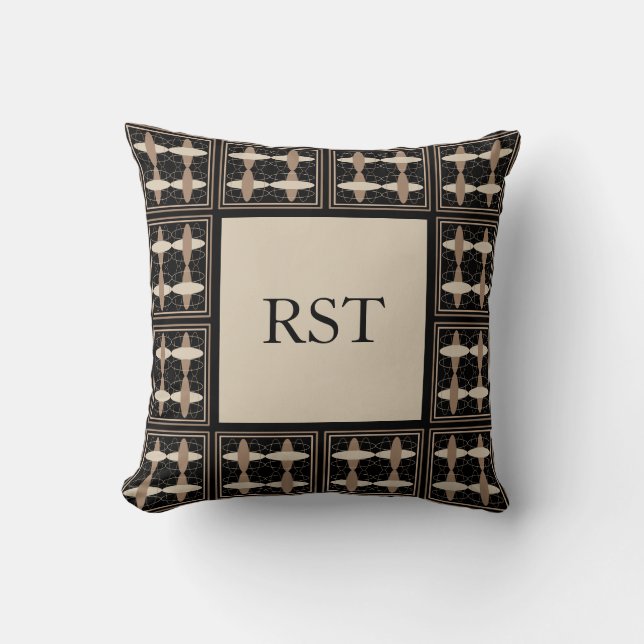 Coussin Tan sur les initiales noires (Recto)