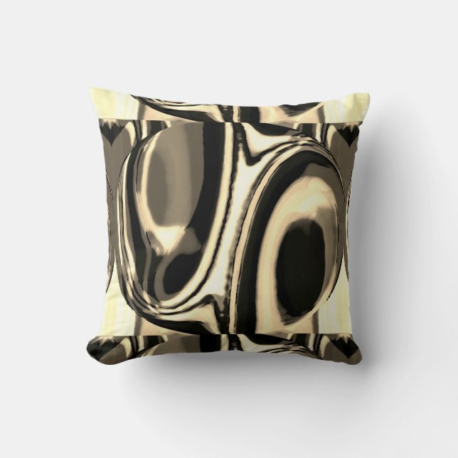 Coussin Tan Taupe Beige Circulaire Brown Conception géomét (Recto)