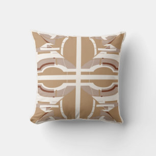 Coussin Tan Taupe Blanc Méditerranée Grande mosaïque Carre