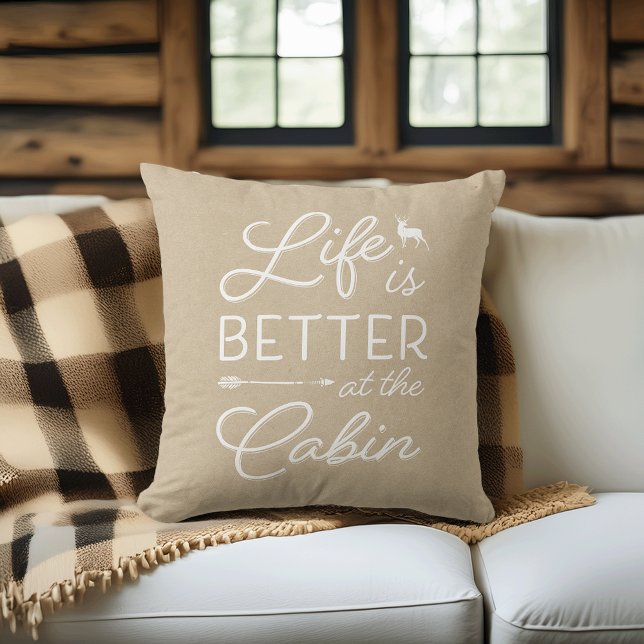 Coussin Tan & White Life est meilleur au Cabine (Créateur téléchargé)