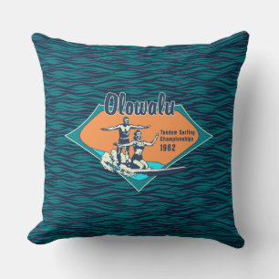 Coussin Tandem Surfing Design de Surf Vintage Hawaïen