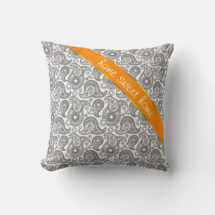 Coussin Tangerine Black Paisley