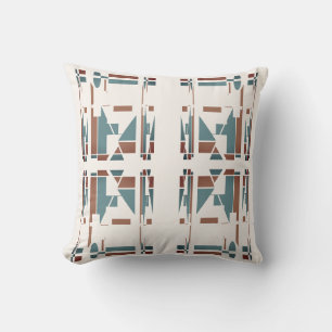 Coussin Tanné Bleu Sarcelle Blanc Sud-Ouest Mosaïques Gran