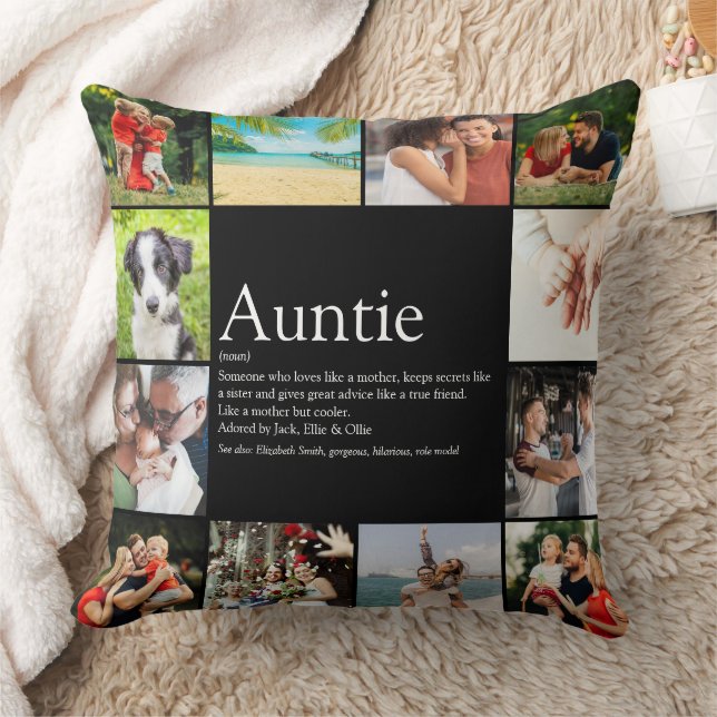 Coussin Tante Définition Dire Collage Photo Grand (Couverture)