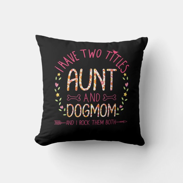 Coussin tante et chien maman cadeaux femmes tournesol coeu (Recto)