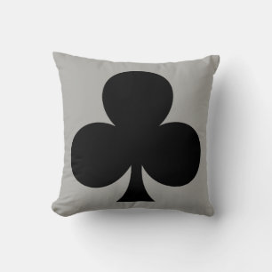 Coussin Tapis de jeu de poker de clubs Trèfles Gris