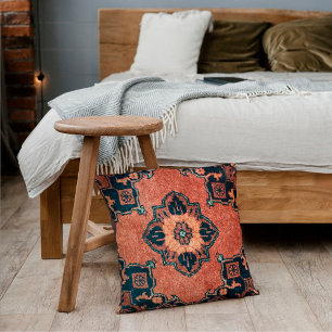 Coussin Tapis persan Oriental Brun Umber Ebène Noir