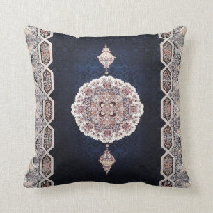 Coussin Tapis persan turc antique bleu