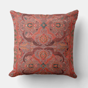 Coussin Tapis rouge à motif persan vintage antique