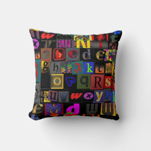 Coussin Tapisserie de lettres de l'alphabet amusantes pour