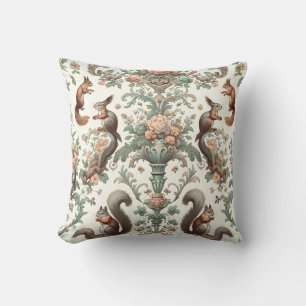 Coussin Tapisserie d'écureuil de la forêt victorienne