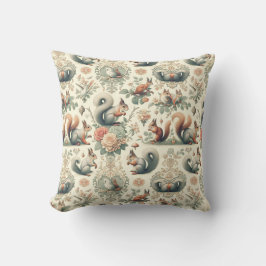 Coussin Tapisserie d'écureuil de la forêt victorienne