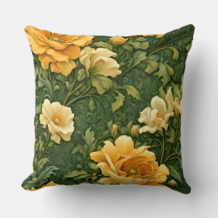 Coussin Tapisserie florale dorée 