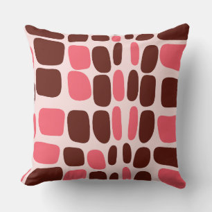 Coussin Tapisserie Rétro Mod Rose & Chocolat Géométrique C