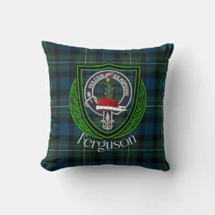 Coussin Tartan et blason du clan écossais Ferguson