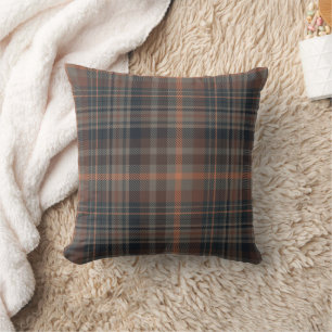 Coussin Tartan Plaid Bois Terre Sombre