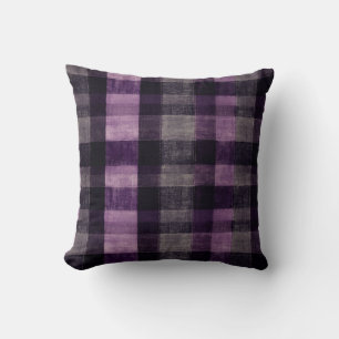 Coussin Tartan pourpre et noir