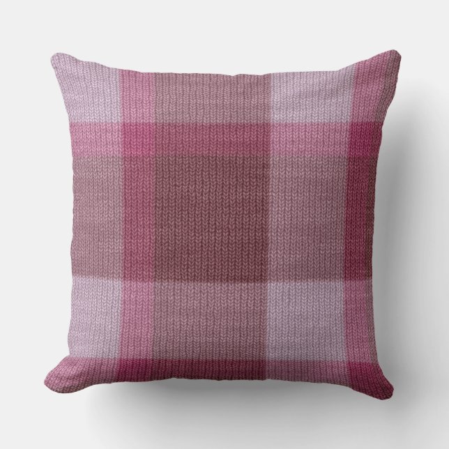 Coussin Tartan rose doux (Recto)